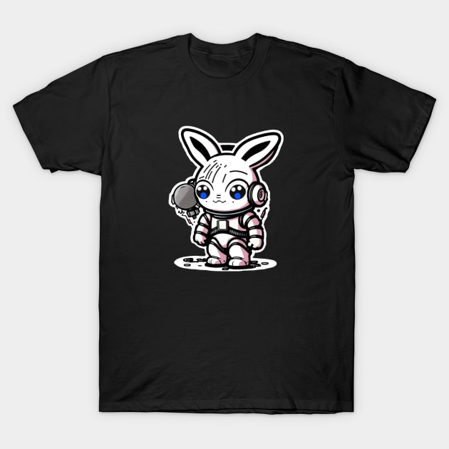 Cute anime style bunny sticker in pink T-Shirt by newbeltane